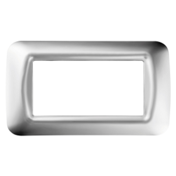 TOP SYSTEM PLATE - IN TECHNOPOLYMER GLOSS FINISH - 4 GANG - SOFT CHROME - SYSTEM image 1