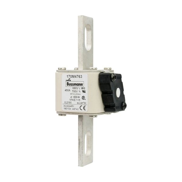 Fuse-link, high speed, 450 A, AC 690 V, size 1, 53 x 69 x 136 mm, aR, IEC, UL, single indicator image 7