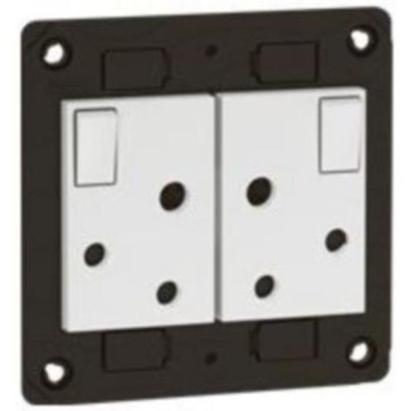 Twin socket Arteor-South African- 16A- 2x2P+E switched- shuttered- 2-gang -white image 1