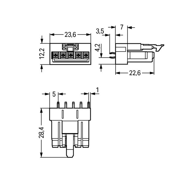 Socket for PCBs straight 5-pole white image 4