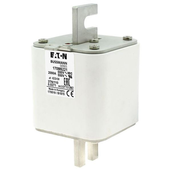 Fuse-link, high speed, 2000 A, AC 550 V, DIN 3, 76 x 90 x 139 mm, aR, DIN, IEC, single indicator image 9