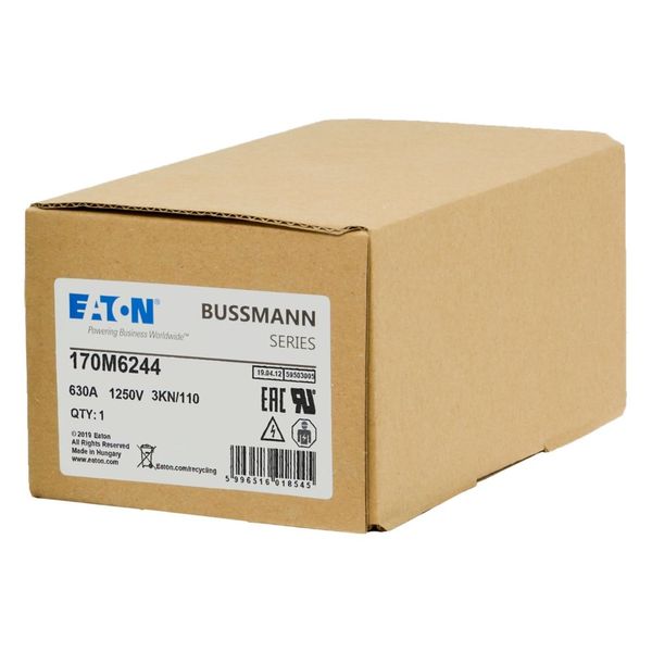 Fuse-link, high speed, 630 A, AC 1250 V, size 3, 76 x 92 x 139 mm, aR, DIN, IEC, single indicator image 13