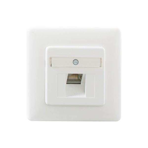 Cat.6A iso 1-gang junction box, shielded, pure white (similar to RAL 9010), with break-off metal support ring image 1