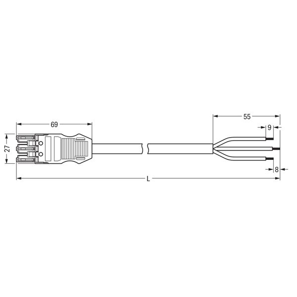 pre-assembled connecting cable;Eca;Socket/open-ended;black image 5