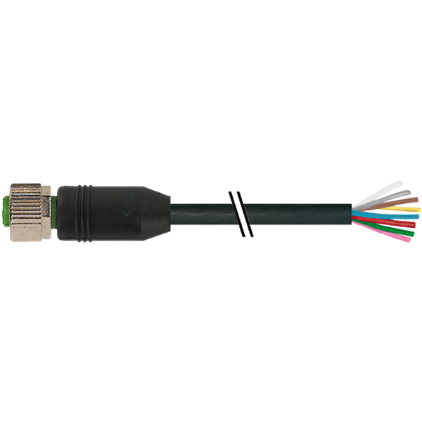 M12 female 0° A-cod. with cable PVC 8x0.25 bk UL/CSA 7.5m image 1