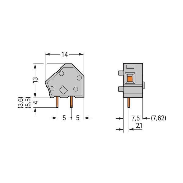 Stackable PCB terminal block 2.5 mm² Pin spacing 7.5/7.62 mm gray image 2