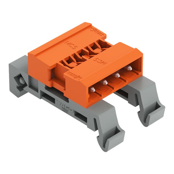 Double pin header DIN-35 rail mounting 4-pole orange image 1