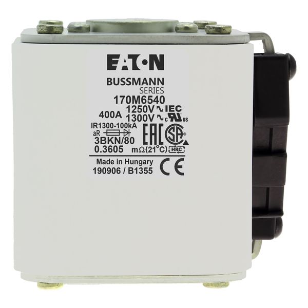 Fuse-link, high speed, 400 A, AC 1250 V, size 3, 76 x 92 x 83 mm, aR, IEC, UL, single indicator image 17