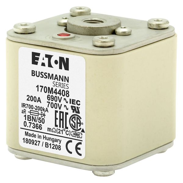 Fuse-link, high speed, 200 A, AC 690 V, size 1, 53 x 69 x 51 mm, aR, IEC, UL, single indicator image 7