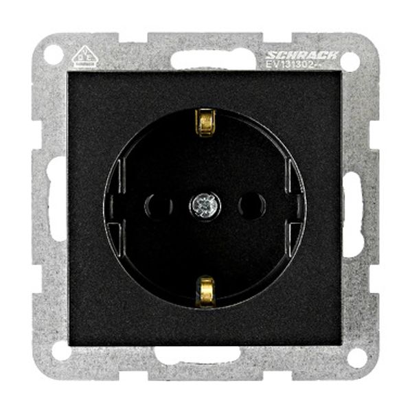 Socket outlet, screw clamps, black image 1