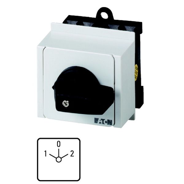 Changeoverswitches, T0, 20 A, service distribution board mounting, 1 contact unit(s), Contacts: 2, 60 °, maintained, With 0 (Off) position, 1-0-2, Des image 1