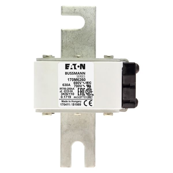 Fuse-link, high speed, 630 A, AC 690 V, DIN 3, 76 x 92 x 139 mm, aR, DIN, IEC, single indicator image 11