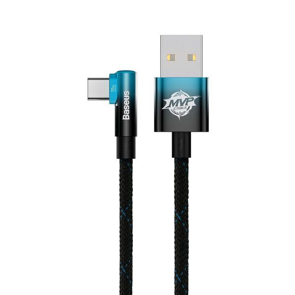 Cable USB A Plug - USB C Plug 90° Angled 1.0m 100W, Blue / Black MVP ElbowBASEUS image 2