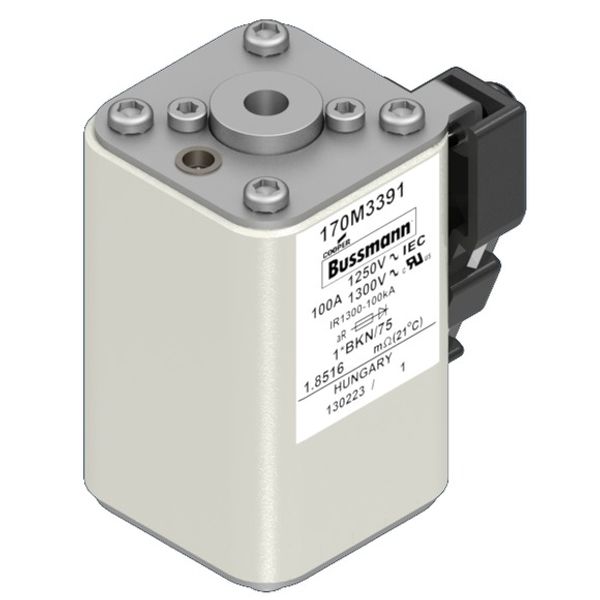 Fuse-link, high speed, 100 A, AC 1250 V, compact size 1, 45 x 59 x 75 mm, aR, IEC, UL, single indicator image 2