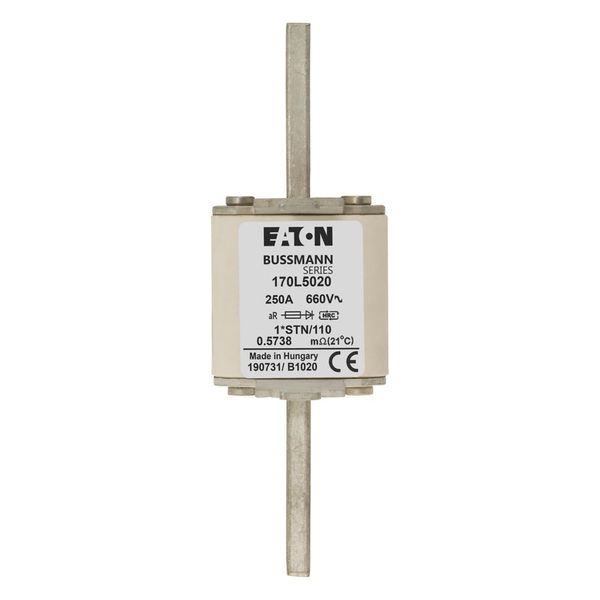 Fuse-link, high speed, 250 A, AC 660 V, compact size 1, 43 x 58 x 140 mm, aR, DIN, IEC, single indicator image 13