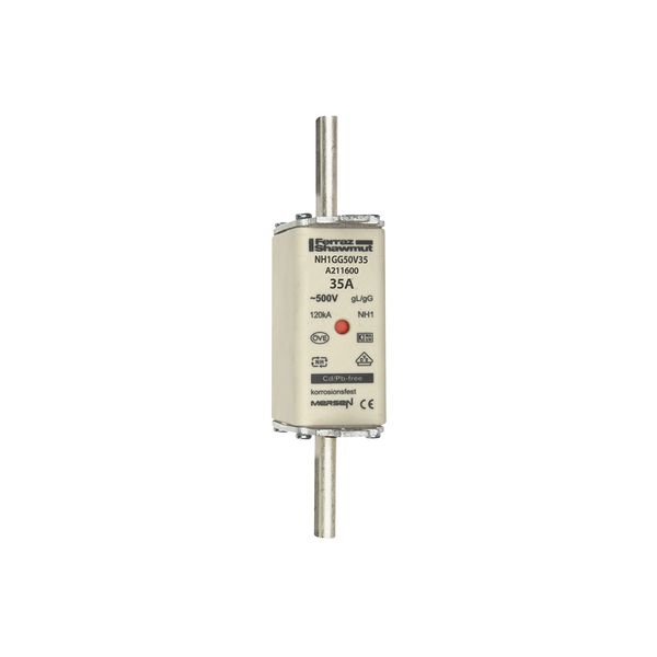 Fuse-link NH1 gG 500VAC 35A live tags Double indicator image 1