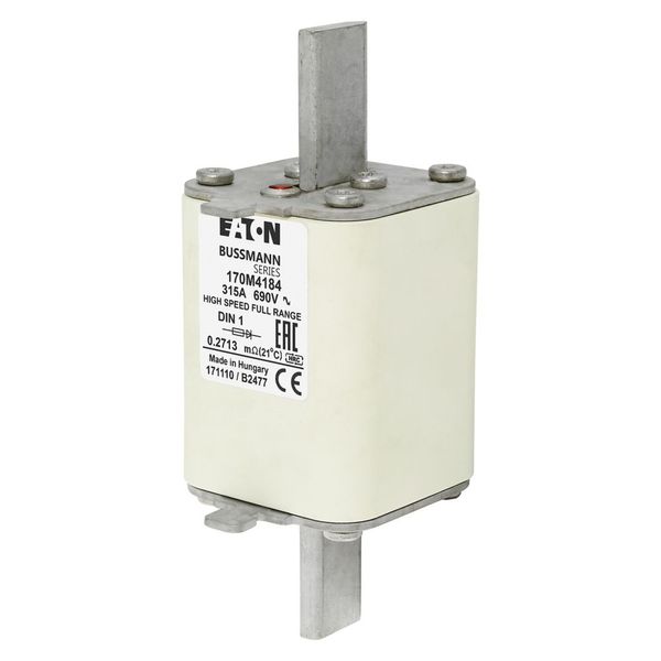 Fuse-link, high speed, 315 A, AC 690 V, DIN 1, 52 x 66 x 135 mm, gR, DIN, IEC, single indicator image 5