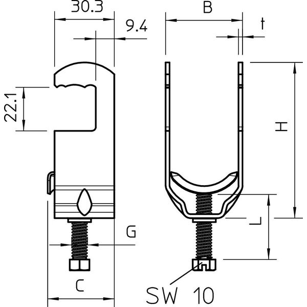 2056RS M 58 FT Clamp clip with metal pressure sump 52-58mm image 2