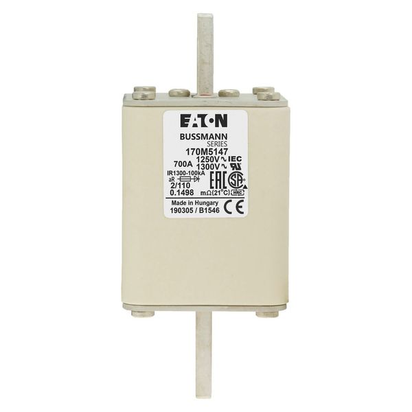 Fuse-link, high speed, 700 A, AC 1250 V, size 2, 61 x 75 x 138 mm, aR, DIN, IEC, single indicator image 7