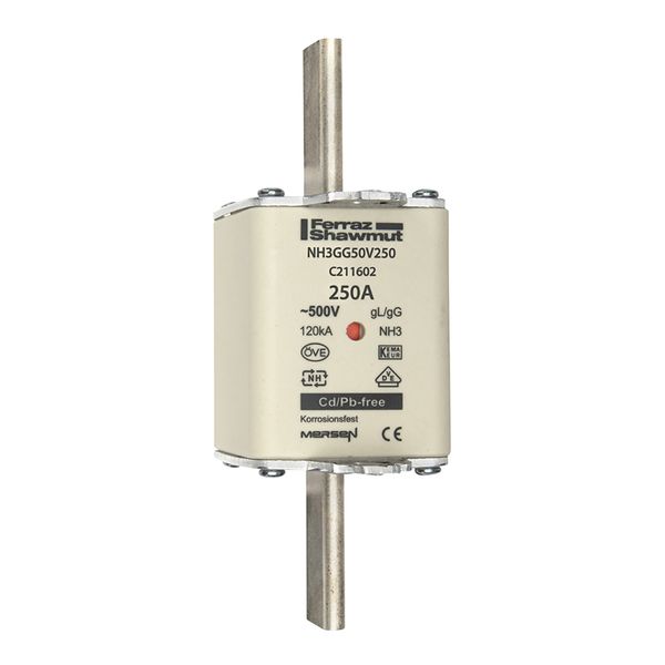 Fuse-link NH3 gG 500VAC 250A live tags Double indicator image 1