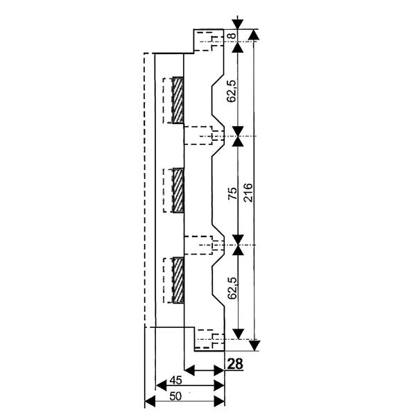 Universal busbar support, 3-pole, long, 60mm system image 3