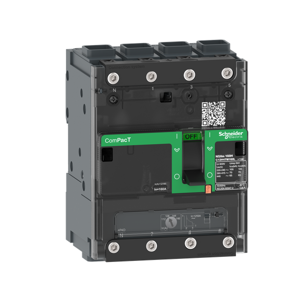 Circuit breaker, ComPacT NSXm 100F, 36kA/415VAC, 4 poles 4D (neutral fully protected), TMD trip unit 16A, EverLink lugs image 4