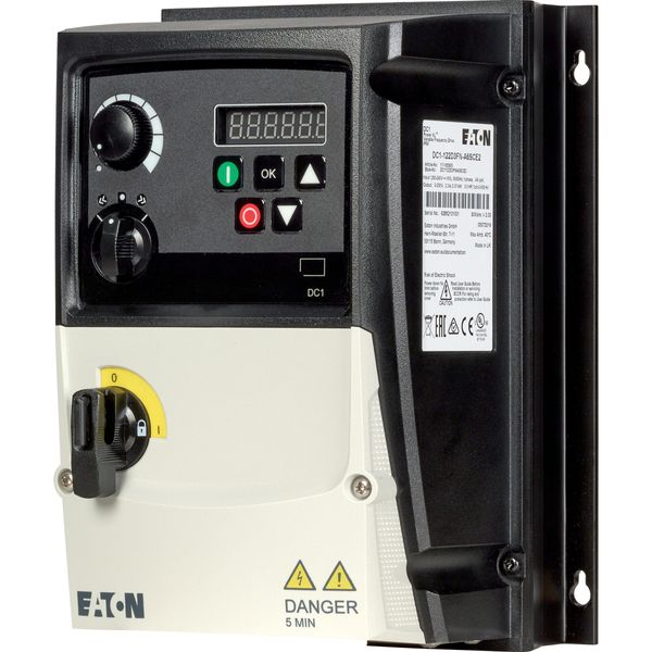 Variable frequency drive, 230 V AC, 1-phase, 2.3 A, 0.37 kW, IP66/NEMA 4X, Radio interference suppression filter, 7-digital display assembly, Local co image 18
