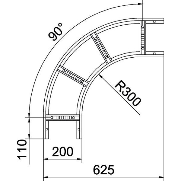 LB 90 1120 R3 FT 90° bend for cable ladder 110x200 image 2