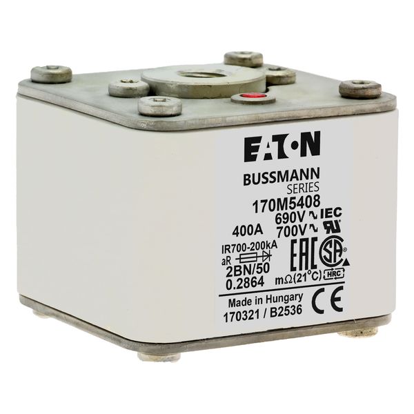 Fuse-link, high speed, 400 A, AC 690 V, size 2, 61 x 77 x 51 mm, aR, IEC, UL, single indicator, flush end, M10 image 26