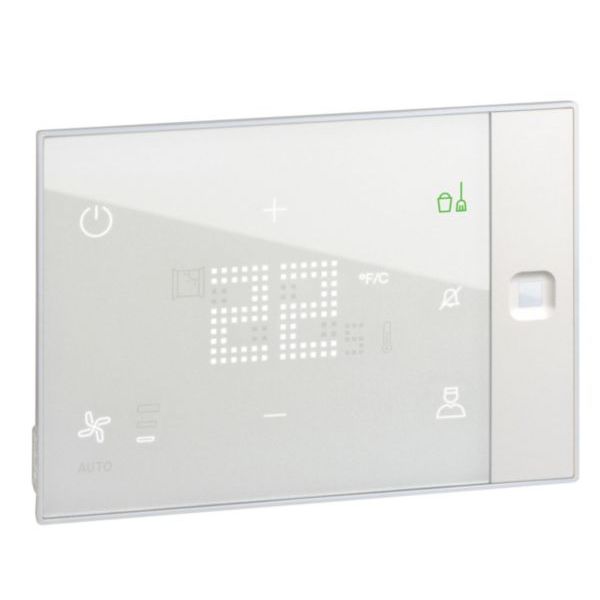 Ux One 24V touch screen thermostat for hotel room heating and air conditioning management - customizable recessed image 2