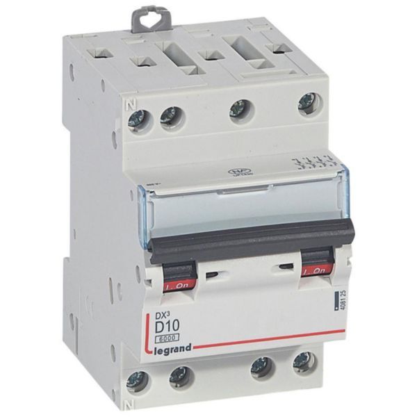 DX³6000 10kA high inlet and low outlet screw circuit breaker 4P 400~ - 10A - curve D - for optimized HX³ comb image 1