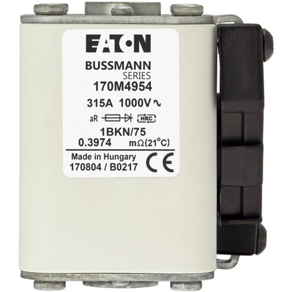 Fuse-link, high speed, 315 A, AC 1000 V, size 1, 52 x 69 x 74 mm, aR, IEC, UL, single indicator image 2