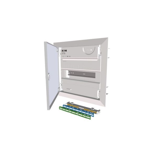 Compact distribution board-flush mounting, 1-rows, flush sheet steel door image 1