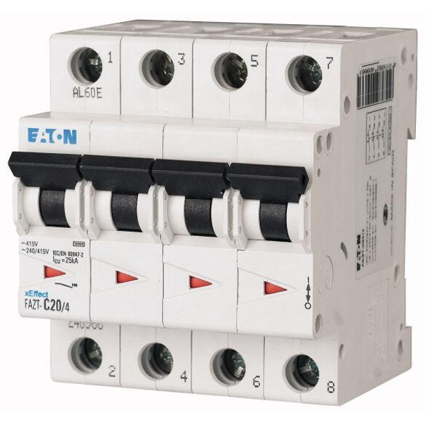 Miniature circuit breaker (MCB), 20 A, 4p, characteristic: D image 1