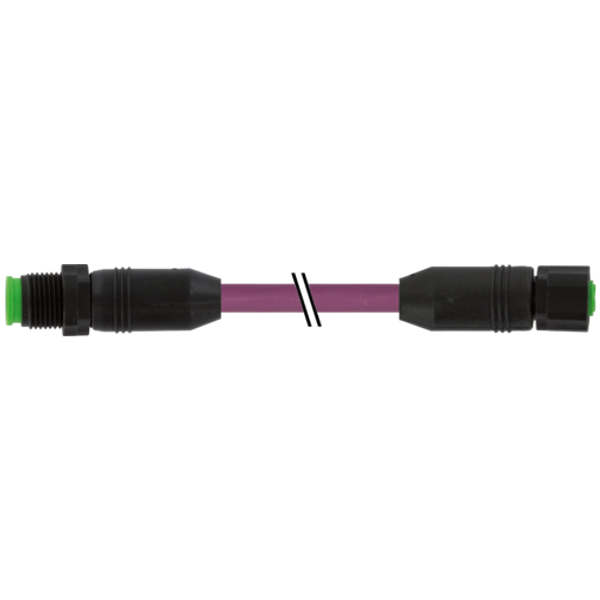 M12 male 0°/M12 fem. 0° A Lite PUR AWG24+22 shielded vt+dragch 1.5m image 1