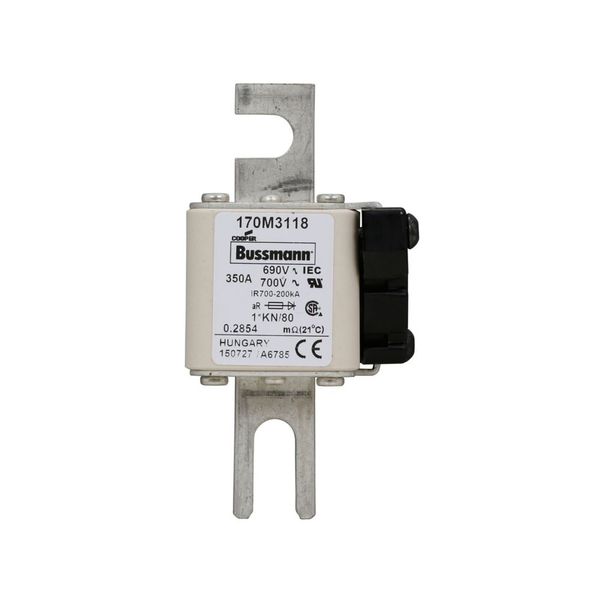 Fuse-link, high speed, 350 A, AC 690 V, compact DIN 1, 45 x 59 x 104 mm, aR, DIN, IEC, single indicator image 11