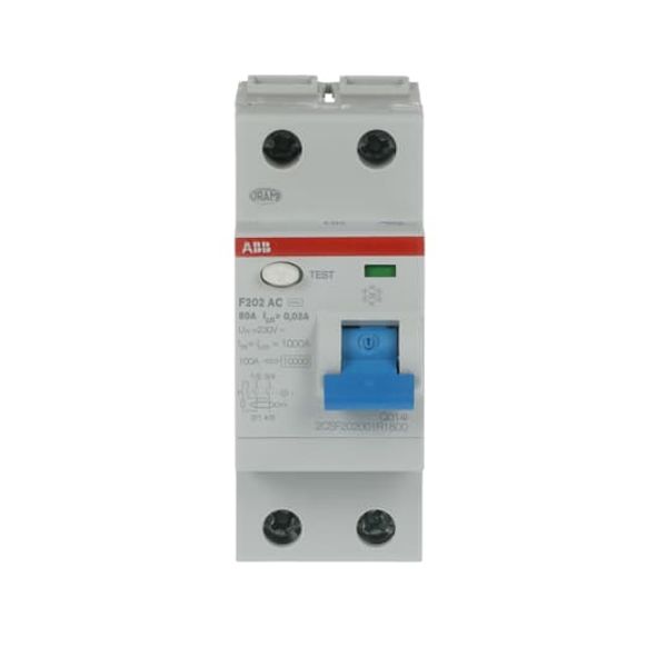 F202 AC-100/0.03 Residual Current Circuit Breaker 2P AC type 30 mA image 3