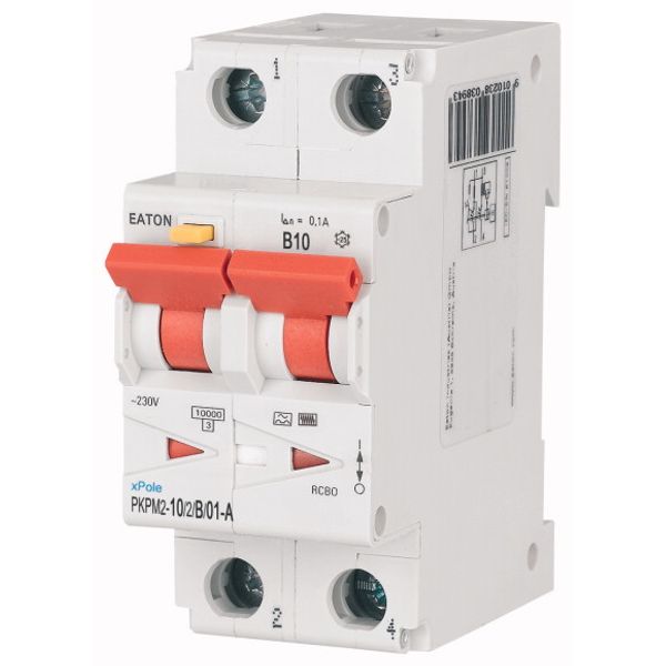 RCD/MCB combination, 10 A, 100 mA, MCB trip characteristic: B, 2p, RCD trip characteristic: A image 1