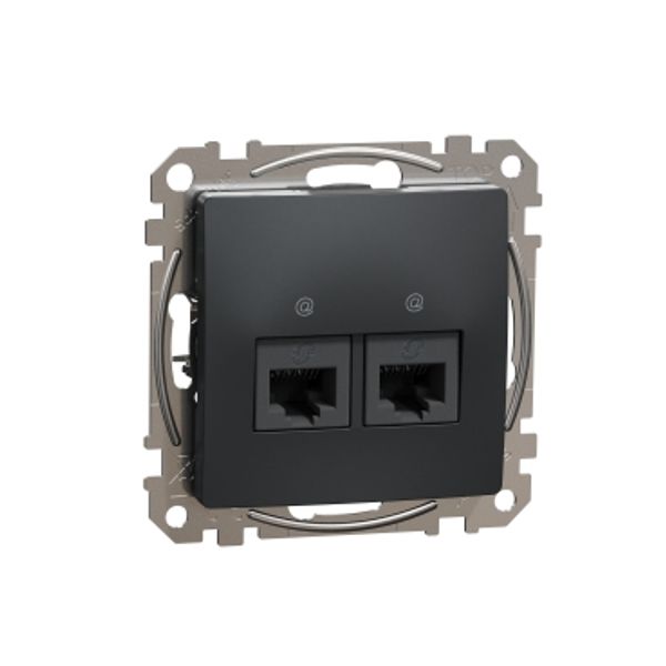 Double DATA Outlet CAT 6A UTP, Sedna Design & Elements, RJ45, Anthracite image 3