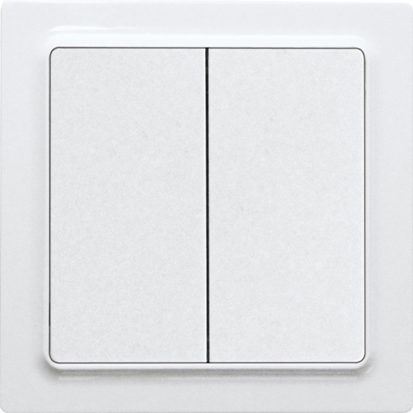 Wireless 4-way pushbutton with battery in E-Design55, polar white mat image 1