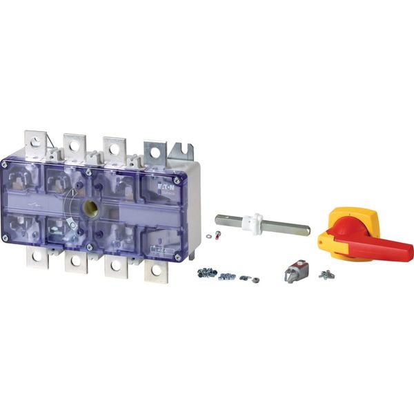 Switch-disconnector, DMV, 400 A, 3 pole, Emergency switching off function, With red rotary handle and yellow locking ring, With metal shaft for a cont image 6