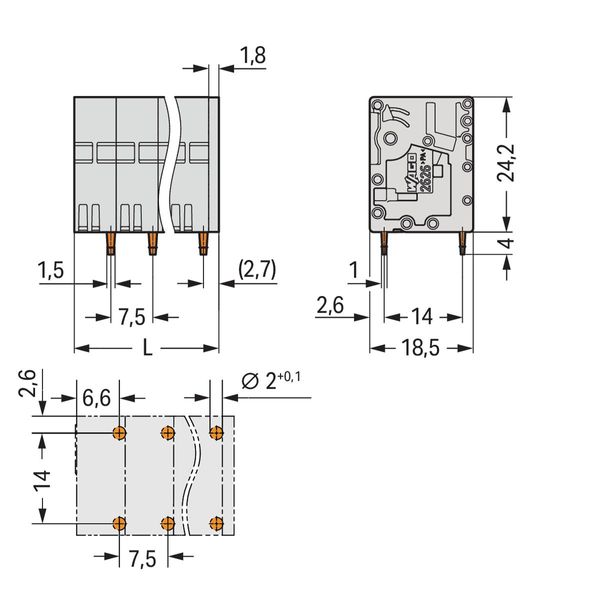 PCB terminal block 6 mm² Pin spacing 7.5 mm gray image 1