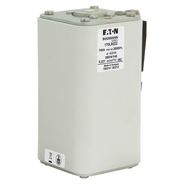 Fuse-link, high speed, 700 A, AC 2000 V, Size 3, 74 x 90 x 143 mm, aR, IEC, single indicator image 17