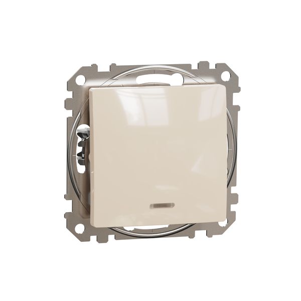 Sedna Design & Elements, 2-way Push-Button 10A Blue Loc LED, beige image 4