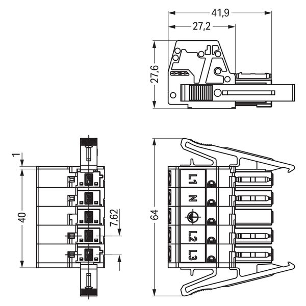 Socket with strain relief housing 5-pole black image 4