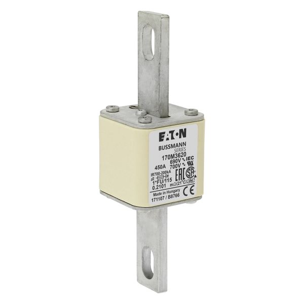 Fuse-link, high speed, 450 A, AC 690 V, compact size 1, 45 x 45 x 148 mm, aR, IEC, UL image 16