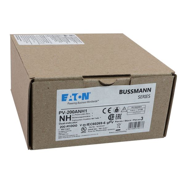 Fuse-link, high speed, 200 A, DC 1000 V, NH1, gPV, UL PV, UL, IEC, dual indicator image 15