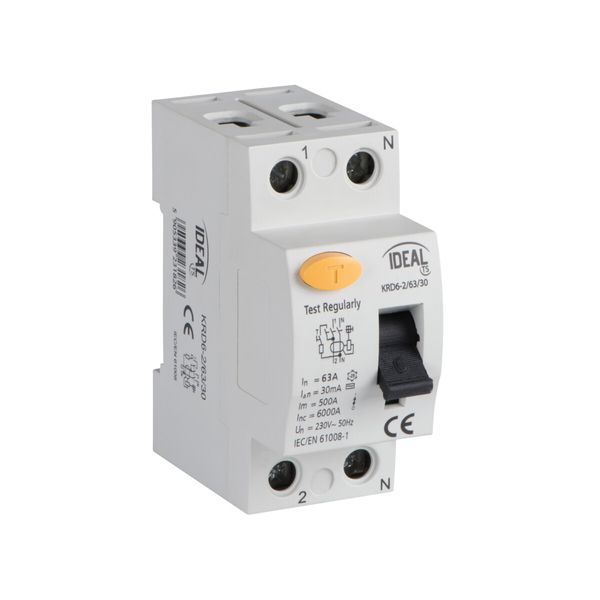 KRD6-2/63/30 Residual-current circuit breaker, 2P KRD6-2 image 1