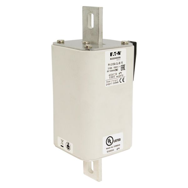 Fuse-link, high speed, 315 A, DC 1500 V, 3L, 75 x 205 mm, gPV, IEC, UL, with indicator, bolted contacts image 10