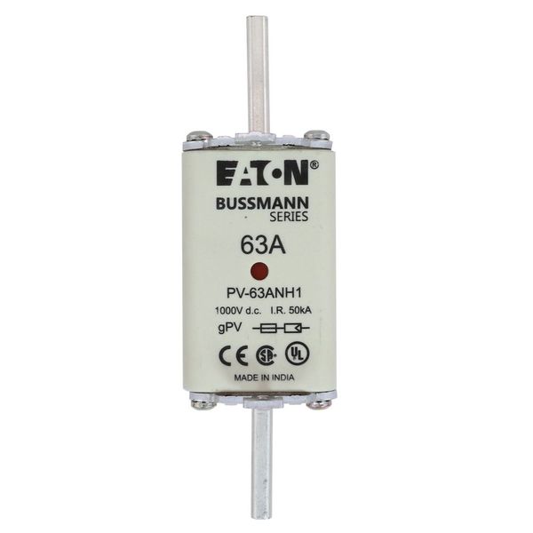 Fuse-link, high speed, 63 A, DC 1000 V, NH1, gPV, UL PV, UL, IEC, dual indicator image 11